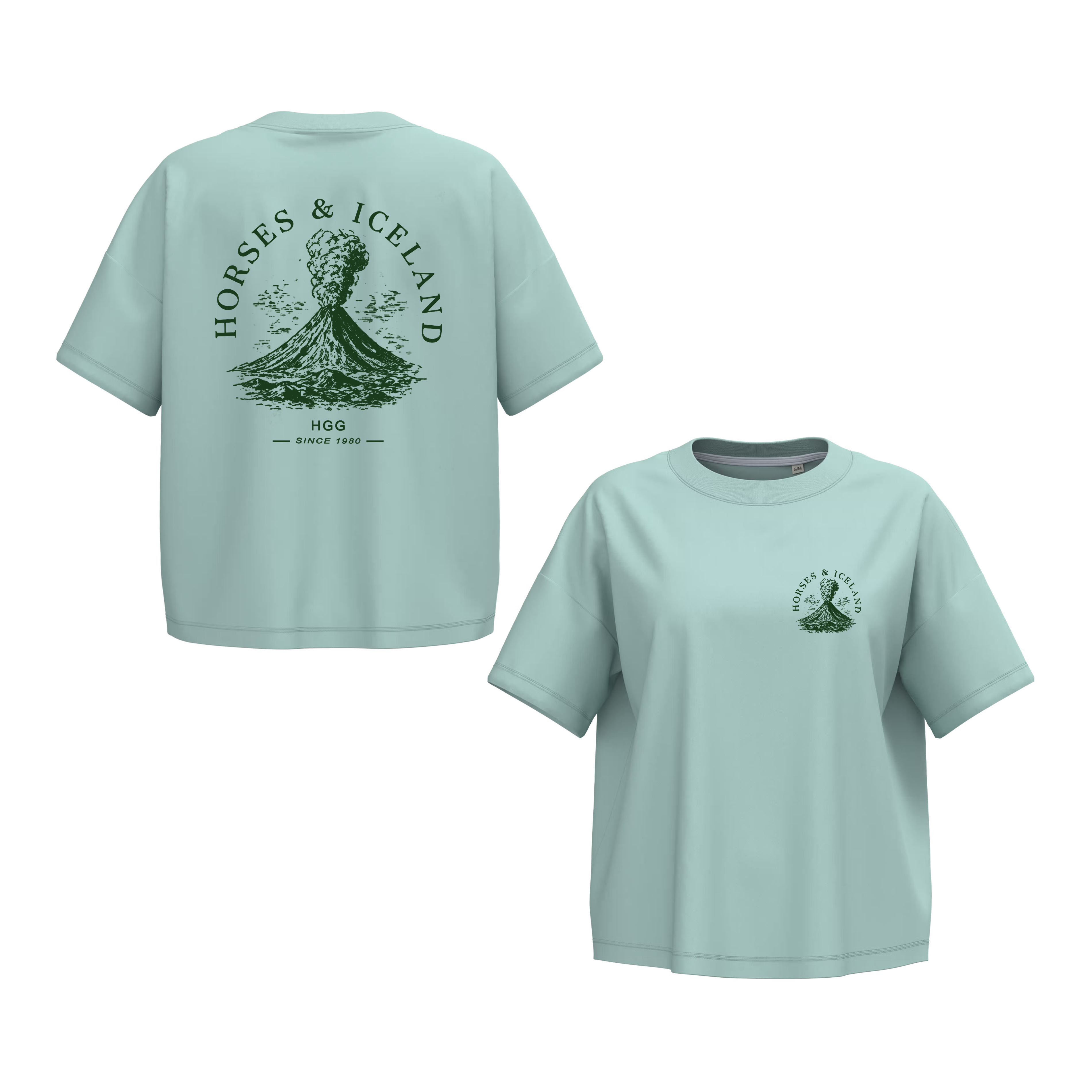 Oversize short T-Shirt, Unisex  180 g/m² "Horses and Island"
