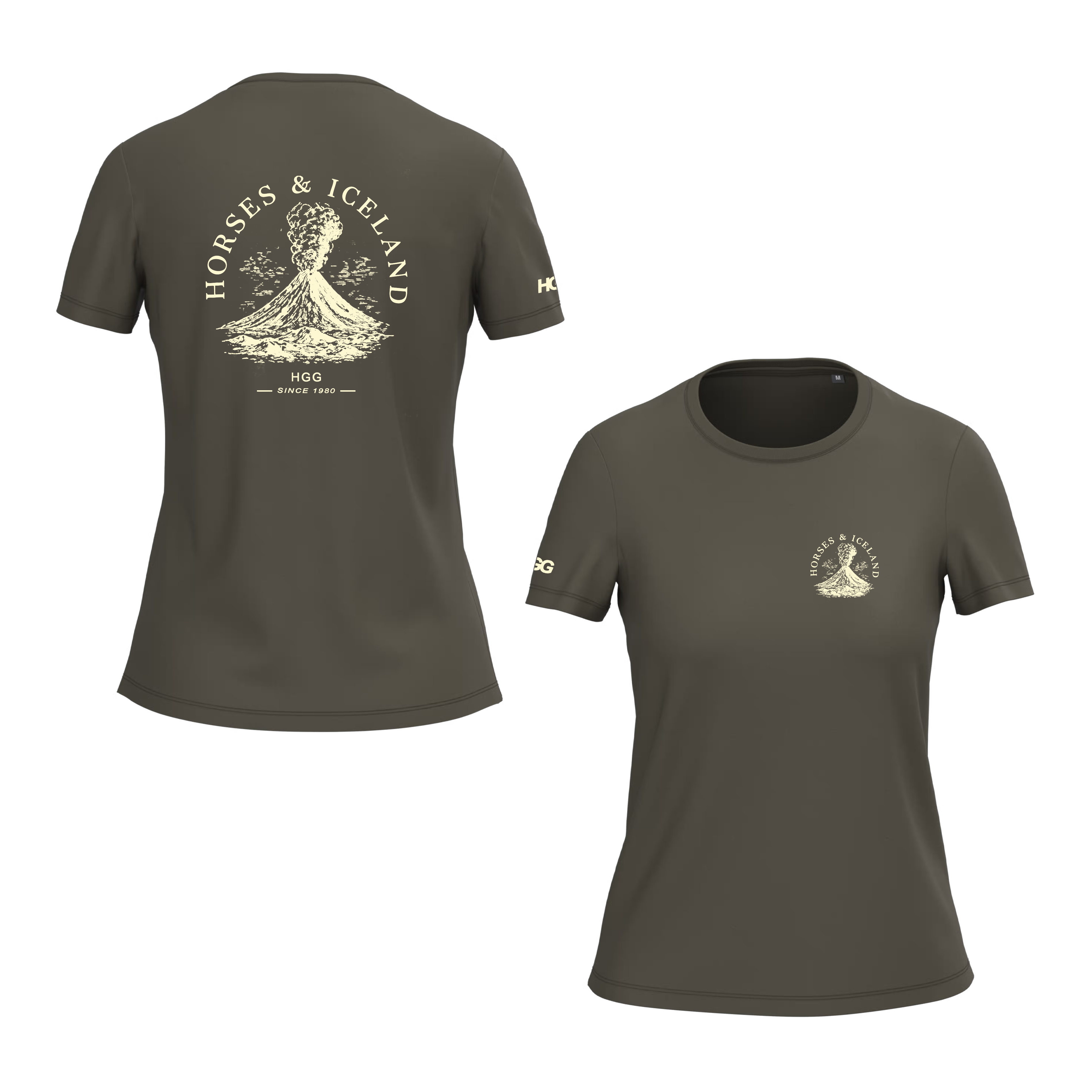 Damen T-Shirt BIO-BW "Vulkan mit Pferd"